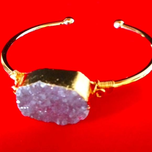 Crystallized Raised Druzy Lavender Bangle NWOT - Picture 2 of 4